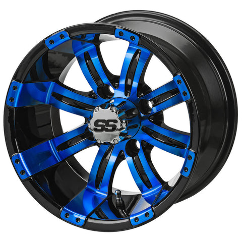 12" Casino Black & Blue Golf Cart Wheel