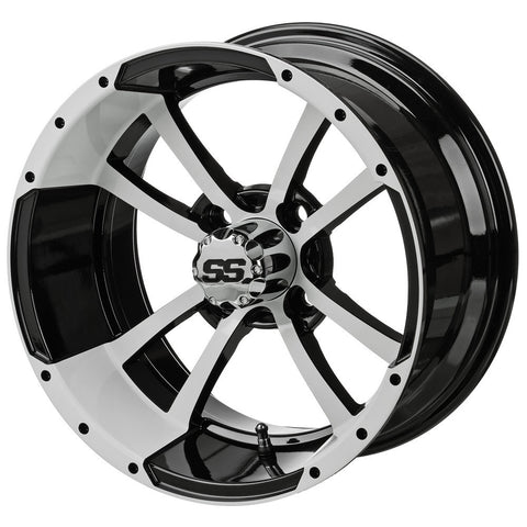 14" Maltese Cross Black & White Golf Cart Wheel