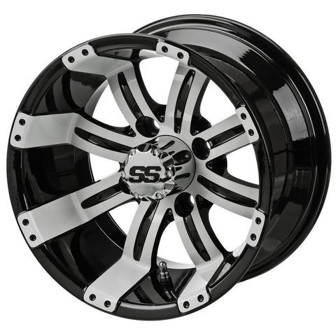 12" Casino Black & White Golf Cart Wheel