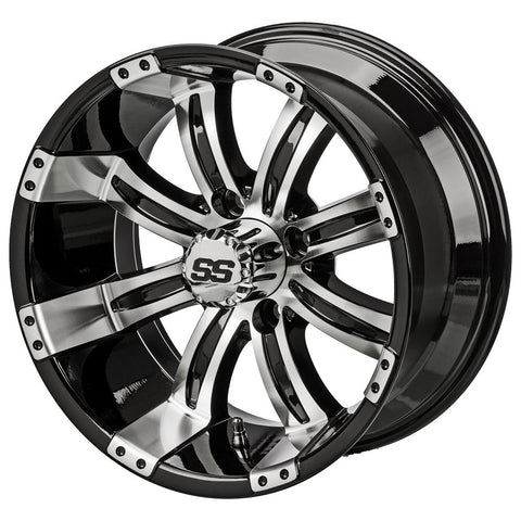 14" Casino Black & Machined Golf Cart Wheel