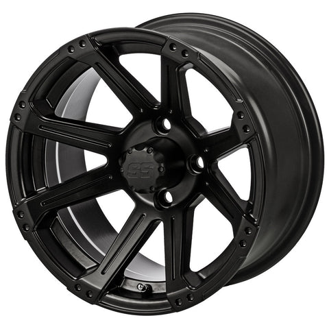 14" Rampage Matte Black Golf Cart Wheel