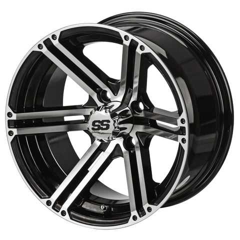 12" Yukon Black & Machined Golf Cart Wheel