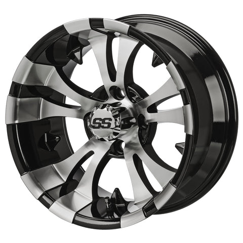 12" Warlock Black & Machined Golf Cart Wheel