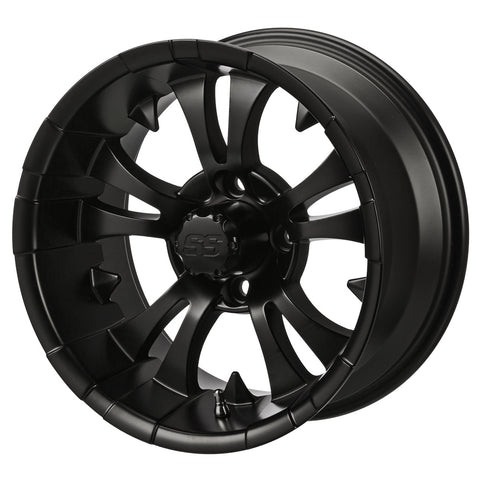 12" Warlock Matte Black Golf Cart Wheel