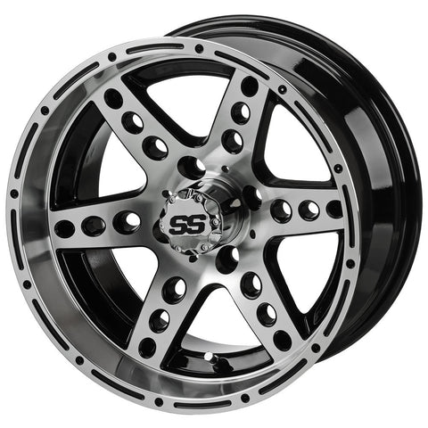 14" Chaos Black & Machined Golf Cart Wheel
