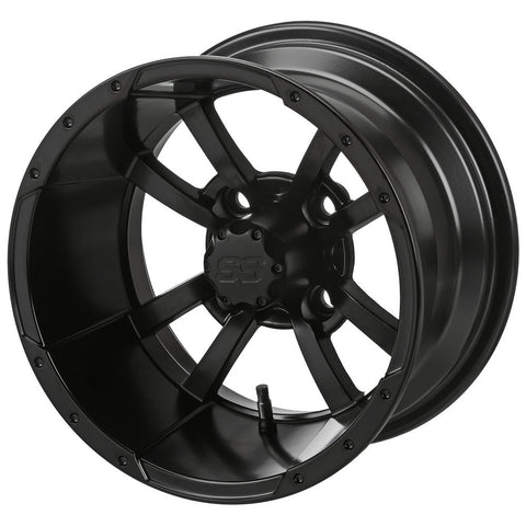 12" Maltese Cross Matte Black Golf Cart Wheel