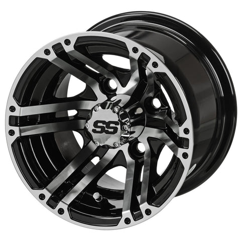 10" Yukon Black & Machined Golf Cart Wheel
