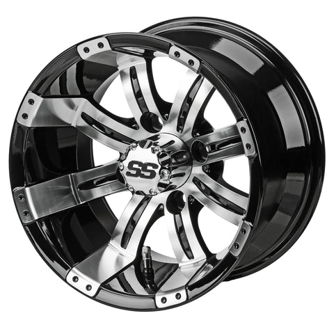12" Casino Black & Machined Golf Cart Wheel