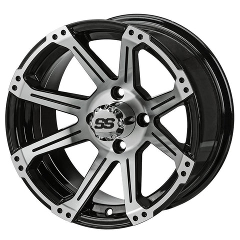 12" Rampage Black & Machined Golf Cart Wheel