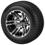 205/50-10 LSI Elite Tires on Black/Machined Epic Golf Cart Wheels