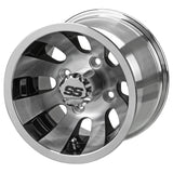 205/50-10 LSI Elite Tires on Black/Machined Gunslinger Golf Cart Wheels