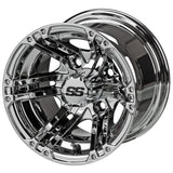 205/50-10 LSI Elite Tires on Mirror Yukon Golf Cart Wheels