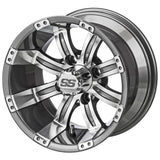 205/50-10 LSI Elite Tires on Gun Metal Gray/Machined Casino Golf Cart Wheels