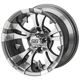 205/50-10 LSI Elite Tires on Gun Metal Gray/Machined Warlock Golf Cart Wheels