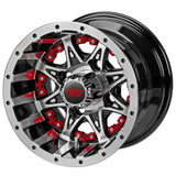 205/50-10 LSI Elite Tires on Black/Machined Revenge Golf Cart Wheels with Color Inserts