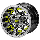205/50-10 LSI Elite Tires on Black/Machined Revenge Golf Cart Wheels with Color Inserts