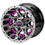 205/50-10 LSI Elite Tires on Black/Machined Revenge Golf Cart Wheels with Color Inserts