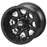 205/50-10 LSI Elite Tires on Matte Black Revenge Golf Cart Wheels with Color Inserts