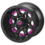 205/50-10 LSI Elite Tires on Matte Black Revenge Golf Cart Wheels with Color Inserts