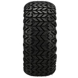 22x11.00-10 Black Trail II Tires on Black/Machined 14-Spoke Golf Cart Wheels
