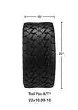 22x10.00-10 Trail Fox A/T Tires on Black/Machined 14-Spoke Golf Cart Wheels