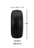 205/65-10 4Ply LSI Elite Tires on Mirror Warlock Golf Cart Wheels