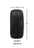 205/50-10 LSI Elite Tires on 14-Spoke Black/Machined Golf Cart Wheels