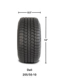 205/50-10 Deli Tires on Black/Machined 14-Spoke Golf Cart Wheels