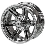 23x10.50-12 Black Trail II Tires on 12x6 Mirror Yukon Golf Cart Wheels