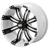 23x10.50-12 Black Trail II Tires on White/Black Casino Golf Cart Wheels