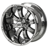 23x10.50-12 Black Trail II Tires on Mirror Casino Golf Cart Wheels