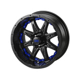 23x10.50-12 Black Trail II Tires on Matte Black Revenge Golf Cart Wheels with Color Inserts