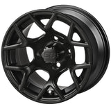 23x10.50-12 Black Trail II Tires on Matte Black Ninja Golf Cart Wheels