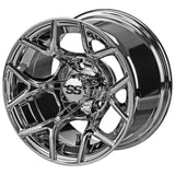 22x11.00-12 Black Trail Tires on Mirror Ninja Golf Cart Wheels