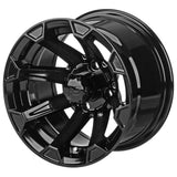 23x10.50-12 Black Trail II Tires on Gloss Black Viking Golf Cart Wheels