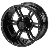 23x10.50-12 Black Trail II Tires on Gloss Black Raptor Golf Cart Wheels