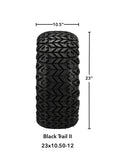 23x10.50-12 Black Trail II Tires on Black/Blue Casino Golf Cart Wheels