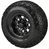 22x11.00-10 Black Trail II Tires on Matte Black Casino Golf Cart Wheels