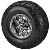 22x11.00-10 Black Trail II Tires on Mirror Casino Golf Cart Wheels