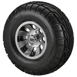 22x10.00-10 LSI Elite A/T Tires on Black/Machined Gunslinger Golf Cart Wheels