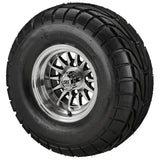 22x10.00-10 LSI Elite A/T Tires on Black/Machined 14-Spoke Golf Cart Wheels