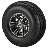 22x10.00-10 LSI Elite A/T Tires on Black/Machined Yukon Golf Cart Wheels