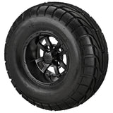 22x10.00-10 LSI Elite A/T Tires on Matte Black Maltese Cross Golf Cart Wheels