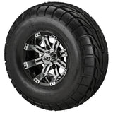 22x10.00-10 LSI Elite A/T Tires on Black/Machined Casino Golf Cart Wheels