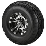22x10.00-10 LSI Elite A/T Tires on Black/Machined Warlock Golf Cart Wheels