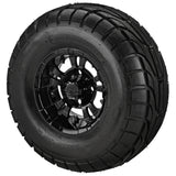 22x10.00-10 LSI Elite A/T Tires on Gloss Black Warlock Golf Cart Wheels