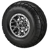 22x10.00-10 LSI Elite A/T Tires on Black/Machined Revenge Golf Cart Wheels with Color Inserts
