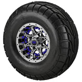 22x10.00-10 LSI Elite A/T Tires on Black/Machined Revenge Golf Cart Wheels with Color Inserts