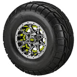 22x10.00-10 LSI Elite A/T Tires on Black/Machined Revenge Golf Cart Wheels with Color Inserts