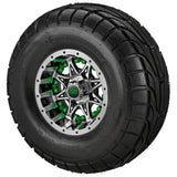 22x10.00-10 LSI Elite A/T Tires on Black/Machined Revenge Golf Cart Wheels with Color Inserts